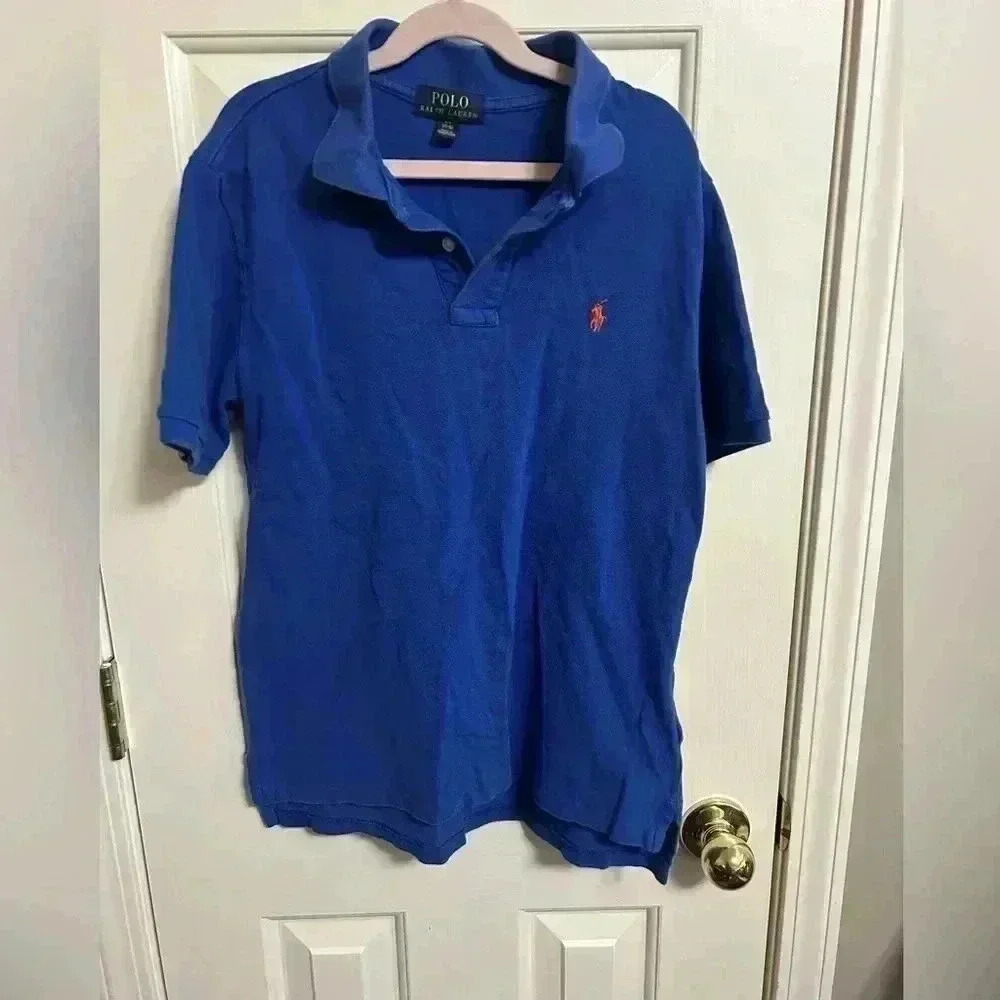 4/$25 Polo Ralph Lauren Boys Short Sleeve Polo Shirt Blue Size Large 14-16